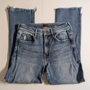 MOTHER Distressed Blue Straight Leg Jeans